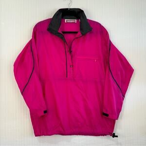 Pacer Vintage Nylon Neon Pink Windbreaker Pullover Jacket Women’s Medium Anorak